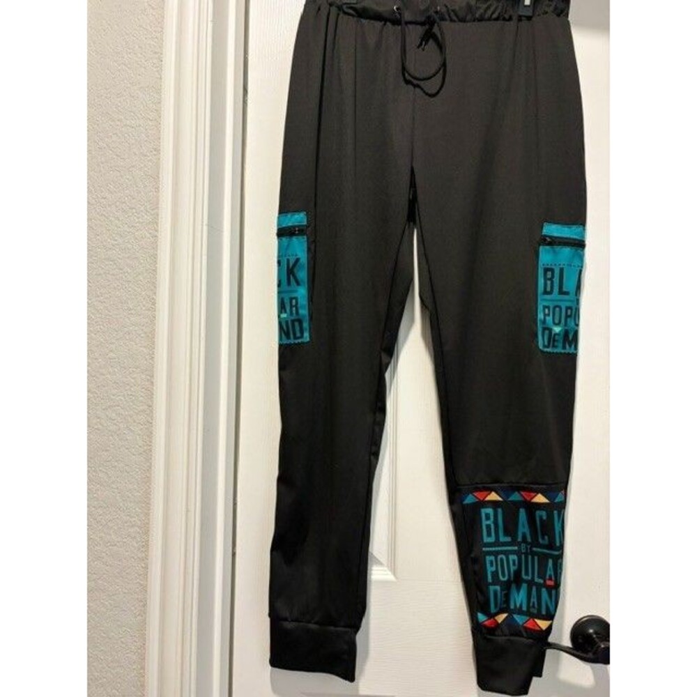 Black By Popular Demand Jogger Pants XXXL Black Colorful Patchwork